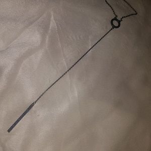 Gun metal necklace with navy blue stone pendant